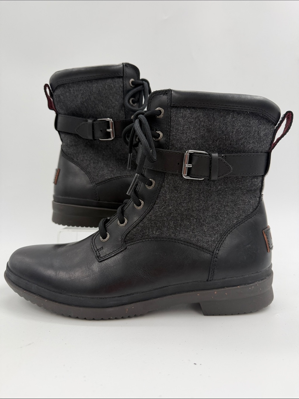 NWT UGG Kesey Womens Size 9 Black Outdoor Leather Lace Up Waterproof Winter Boot